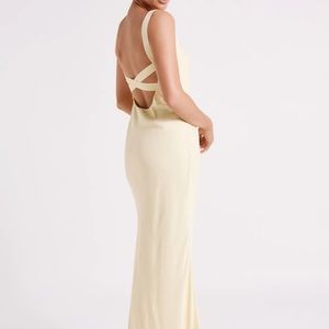 Meshki Ensley Satin Maxi Dress - Light Yellow